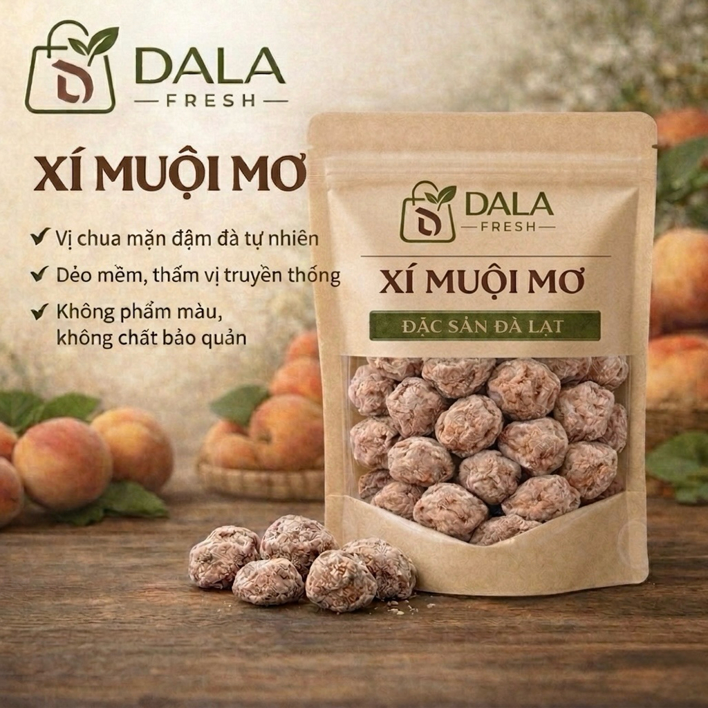 Xí Muội Mơ DL FRESH – Đặc Sản Đà Lạt – Chua Ngọt Tự Nhiên, Không Phẩm Màu, Túi Zip Tiện Lợi
