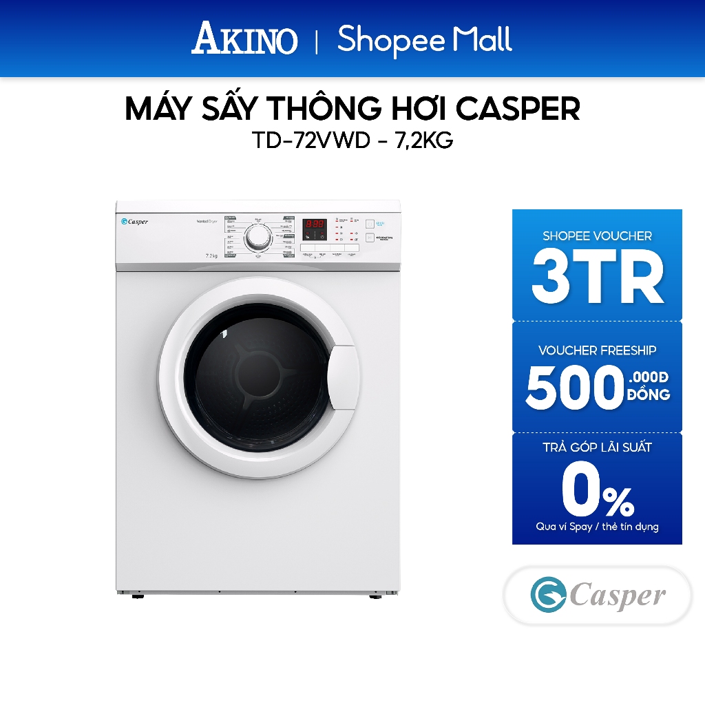 TD-72VWD | Máy sấy quần áo Casper 7.2 kg TD-72VWD - Hàng chính hãng