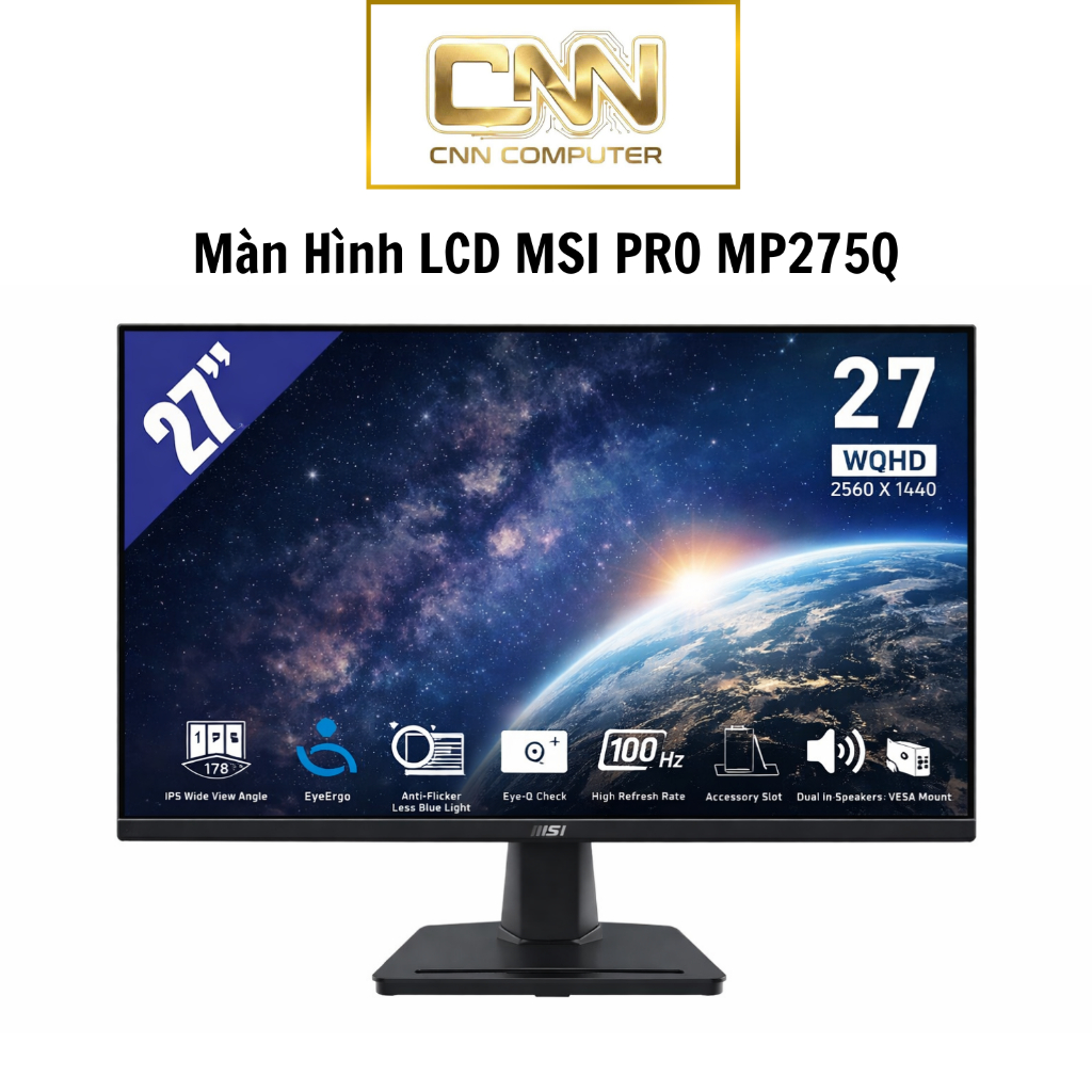 Màn Hình MSI PRO MP275Q Chính Hãng 27 Inch 2K IPS 100Hz, Màn Hình Đồ Họa, Văn Phòng Cao Cấp