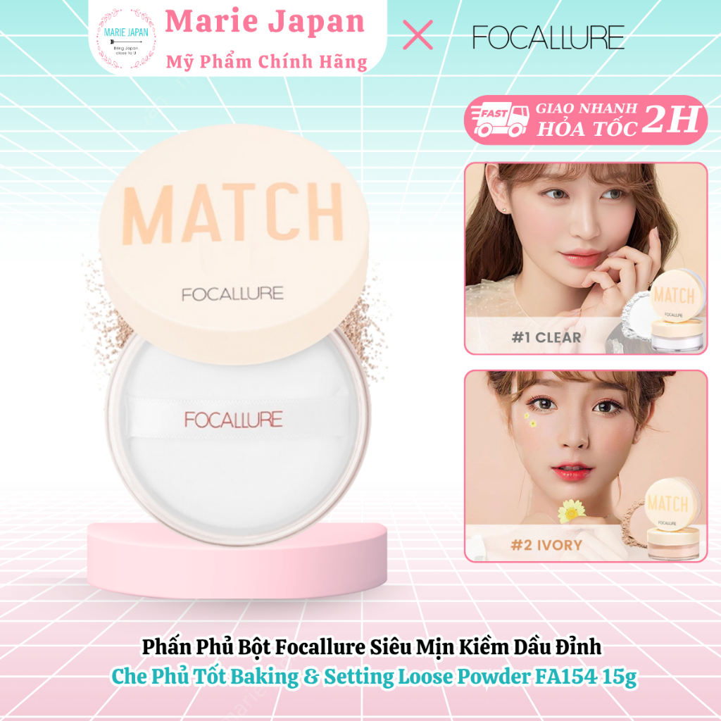 Phấn Phủ Bột Focallure Siêu Mịn Kiềm Dầu Đỉnh  Che Phủ Tốt Baking & Setting Loose Powder FA154 15g