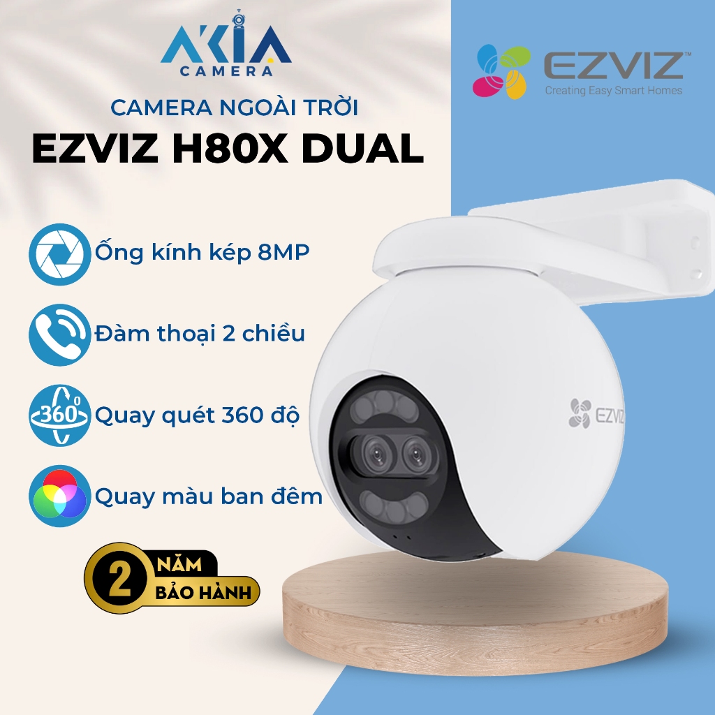 Camera Wifi Ezviz H80X Dual 4K Ống Kính Kép - Quay quét 360 độ, Quay màu ban đêm, Kháng nước ngoài t