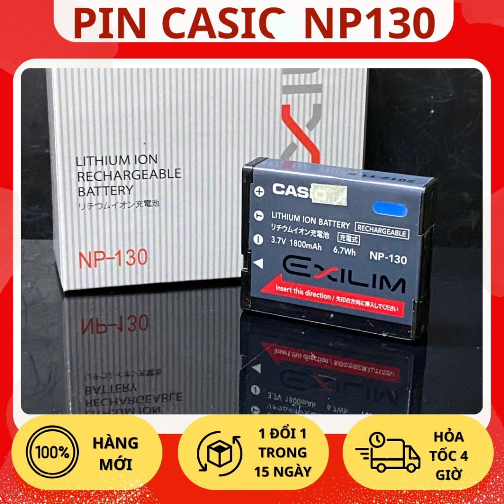 Bộ Pin, Sạc Casio NP130 Cho Casio Exilim ZR100, ZR200, ZR300, ZR400, ZR700, ZR800, ZR10000, ZR12000,