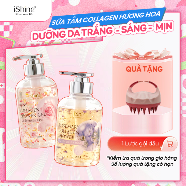 Sữa Tắm Collagen Tinh Dầu Cánh Hoa Dưỡng Sáng Da Lưu Hương Lâu iShine 300ml