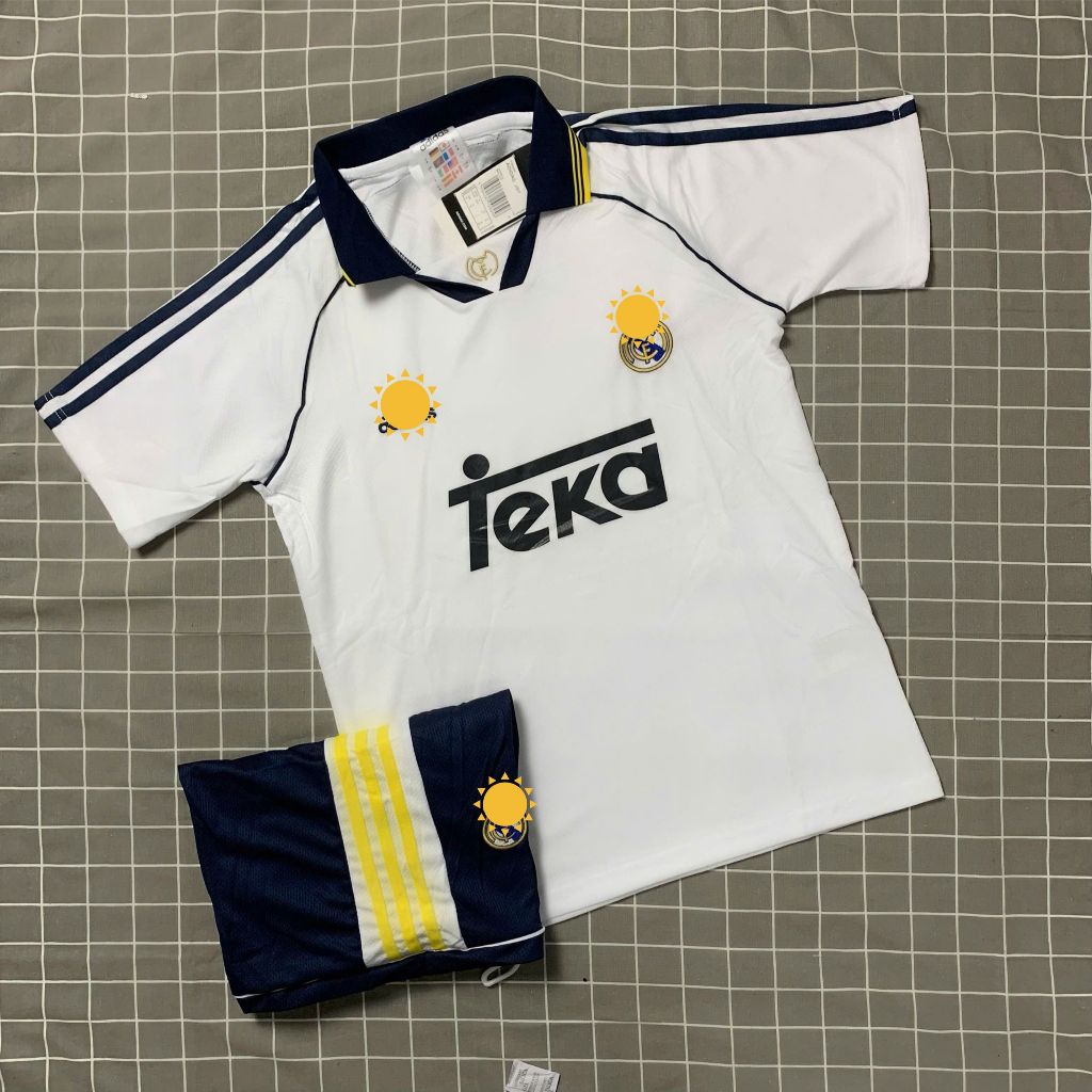 Bộ Quần Áo Bóng Đá Real, Áo Đá Banh Real Retro in Raul - Chuẩn Mẫu Thi Đấu - Vải Polyester Gai Thái