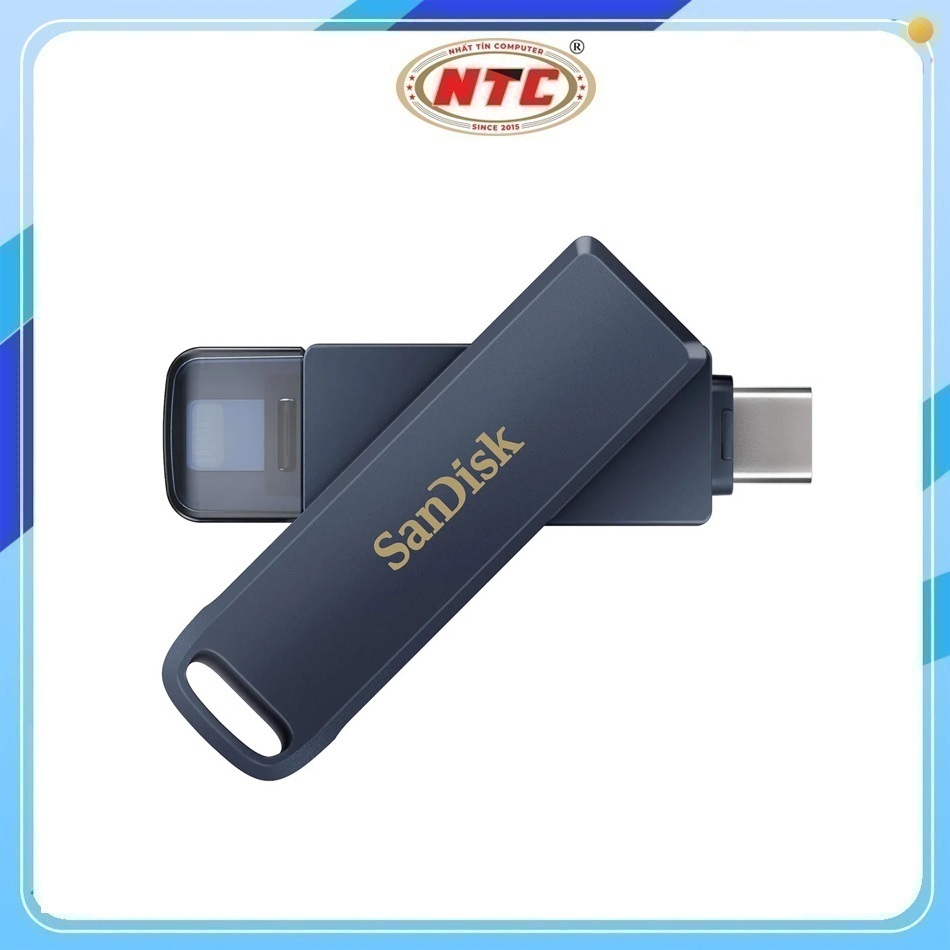 USB OTG Ixpand SanDisk Phone Drive 64GB 2 đầu TypeC và LaiNing (Xanh)