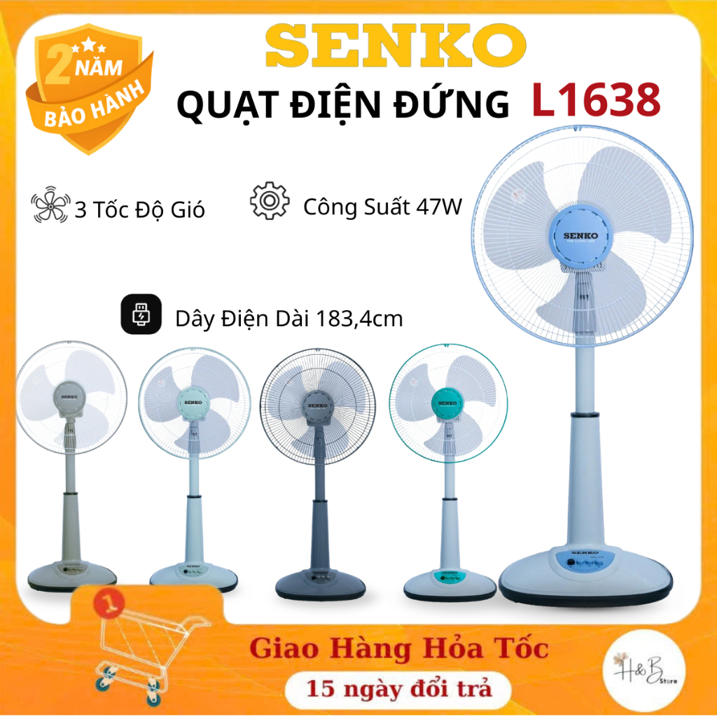 Quạt Đứng SenKo L1638 - 47W Làm Mát Nhanh, Quạt Lửng SenKo Chính Hãng