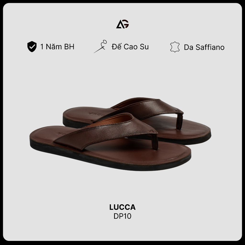 Dép Lê Nam Xỏ Ngón Lucca Chất Liệu Da Microfiber Đế Cao Su Chống Trượt Đi Biển August Shoes DP10
