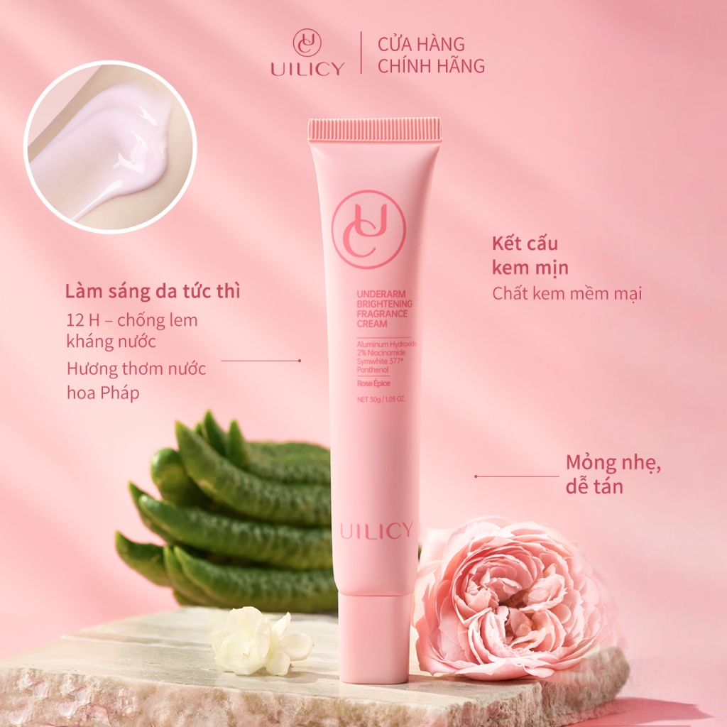 Kem dưỡng Hỗ trợ trắng sáng vùng da dưới cánh tay UILICY30g Khử Mùi Nách Trắng da Chống2% Niacinamide Symwhite377 Rose | BigBuy360 - bigbuy360.vn