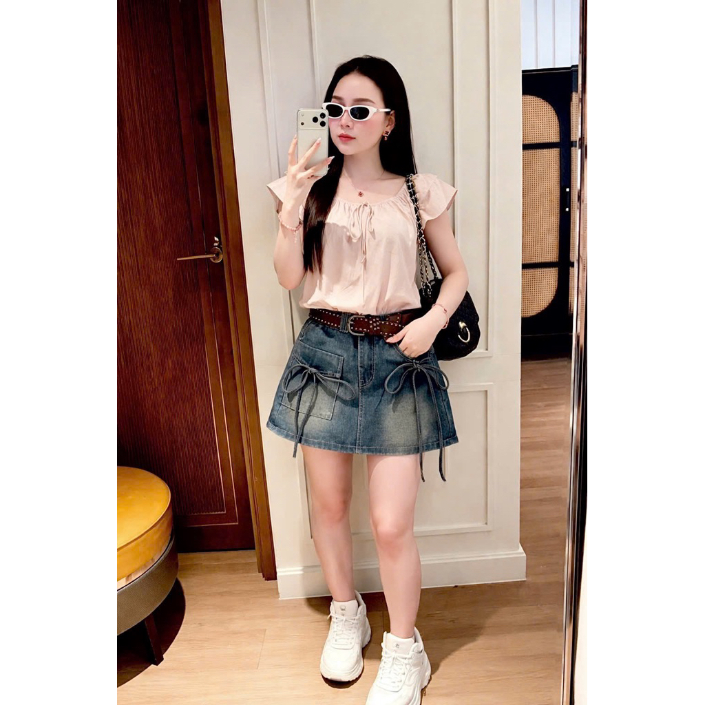 Quần Giả Váy Bigsize 40-90kg Phối Dây Nơ Điệu Đà, Chân Váy Jean Bigsize Ms2035 | BigBuy360 - bigbuy360.vn
