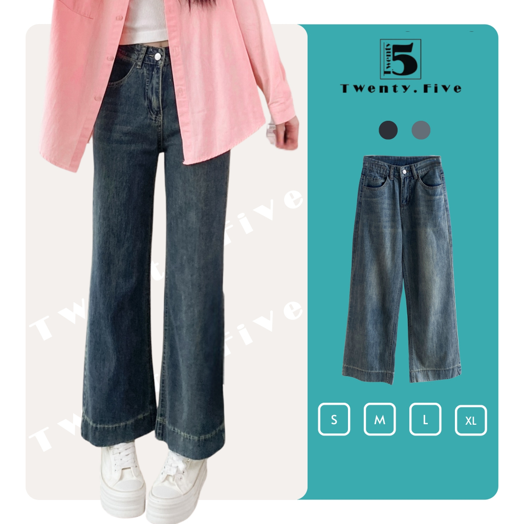 Quần Jeans Nữ Ống Suông Cạp Cao Gấu To – Form Rộng Tôn Dáng Twentyfive Fashion - 5706