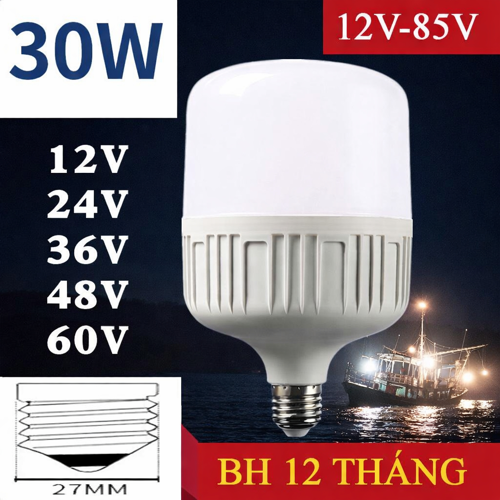 Bóng đèn led sài nguồn 12v-85v acqui pin gài năng lương mặt trời