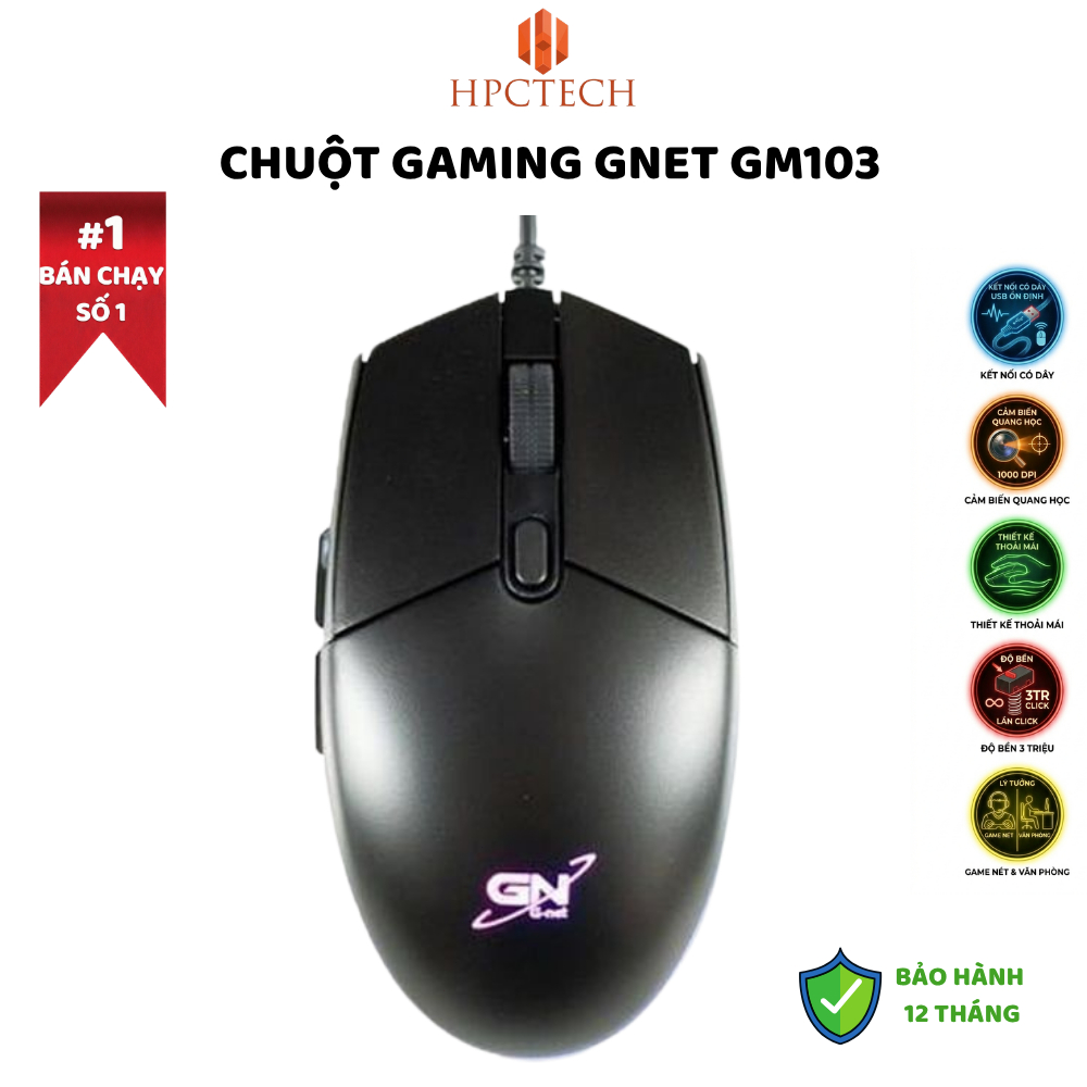 Chuột Gaming G-Net GM103 | Màu Đen | 7200DPI/ LED RGB Chính Hãng Giá Cực Tốt