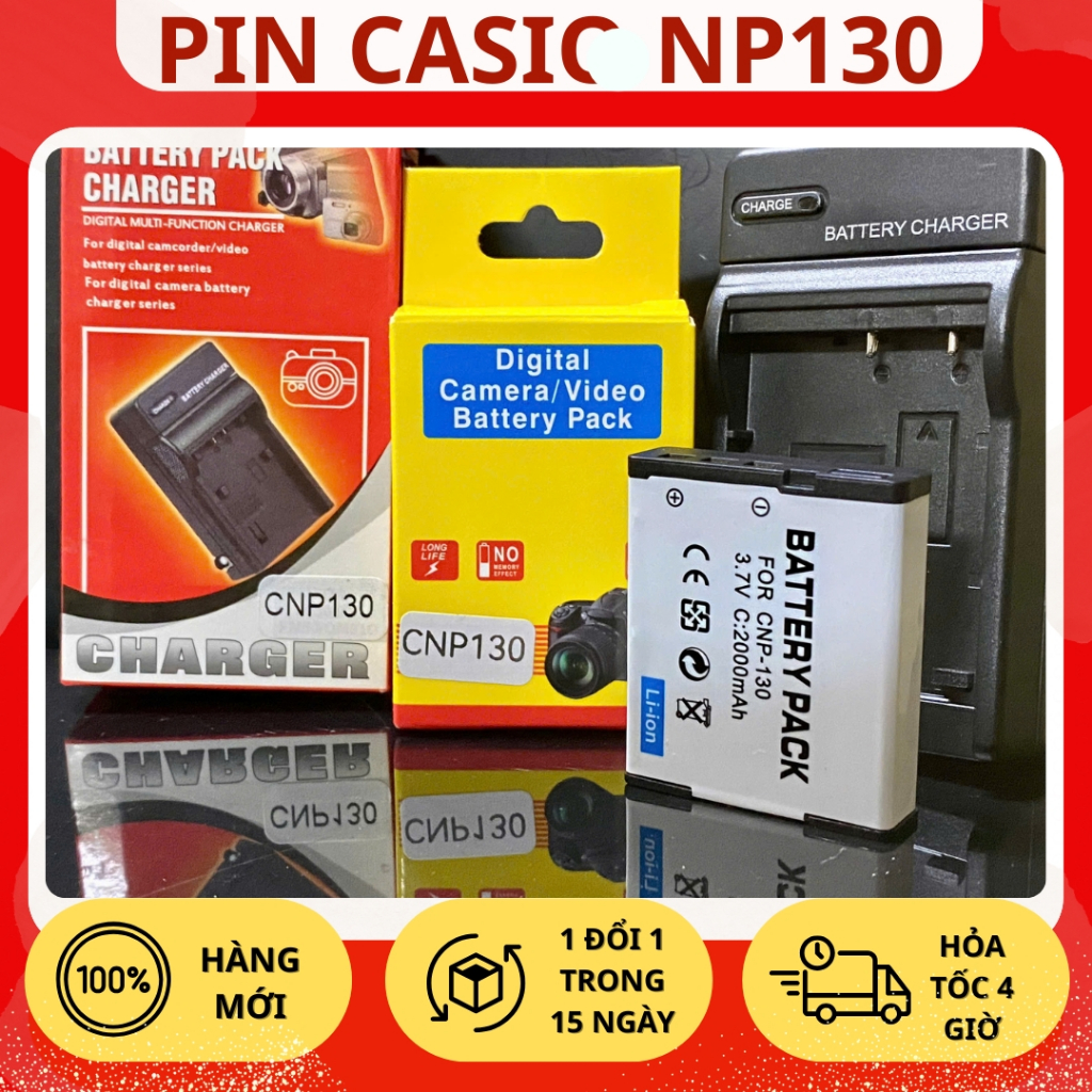 Bộ Pin, Sạc Thay Thế Casio NP130 Cho Casio Exilim ZR100, ZR200, ZR300, ZR400, ZR700, ZR800, ZR10000,