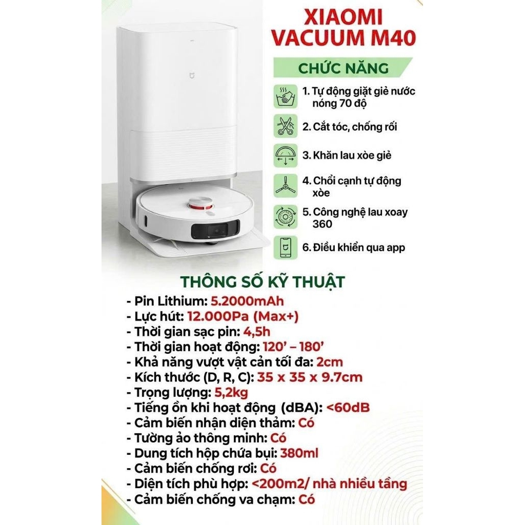 Robot hút bụi Mijia M40 bản nội địa