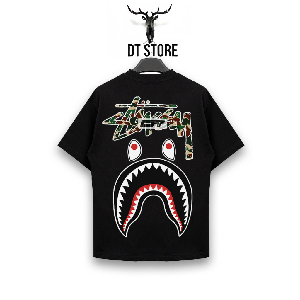 ÁO THUN STUSSY X BAPE CAMO VẢI COTTON CAO CẤP FORM RỘNG UNISEX - DT STORE