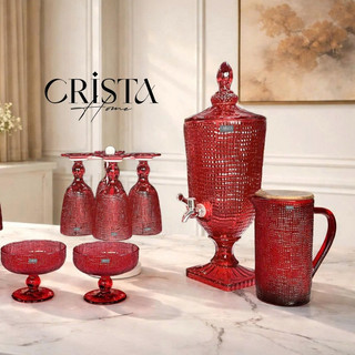Set 6 Ly Uống Nước Thủy Tinh Vân Lưới 240ml 5 Màu CRISTA HOME