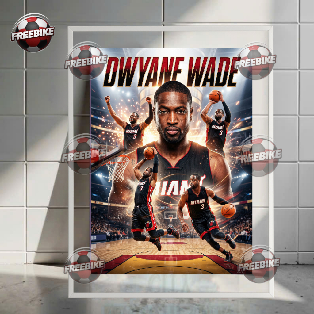 POSTER DWYANE WADE KHUNG BẰNG KÍNH PHA LÊ CAO CẤP MẪU 1