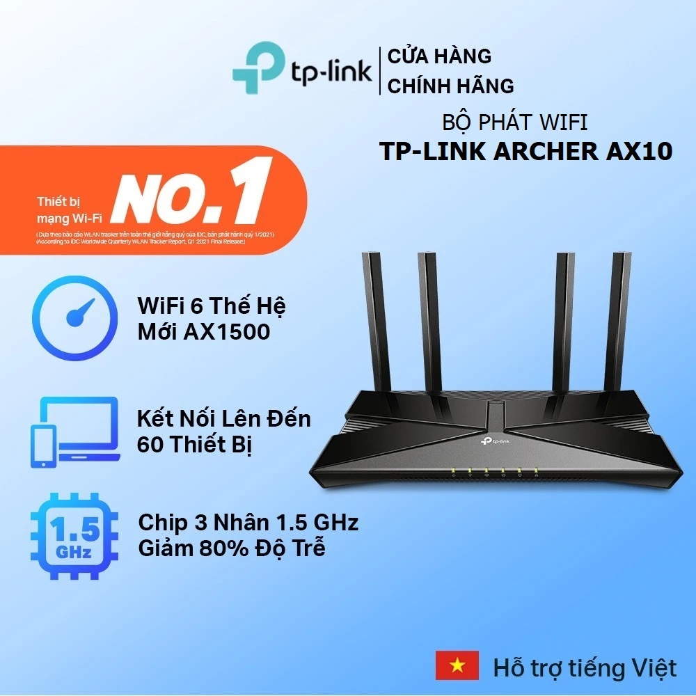 Bộ Phát Wifi 6 TPLink Archer AX10 / AX12 / AX23 Wifi 6 Băng Tần Kép Chuẩn AX1500/ AX1800 - Bảo Hành 