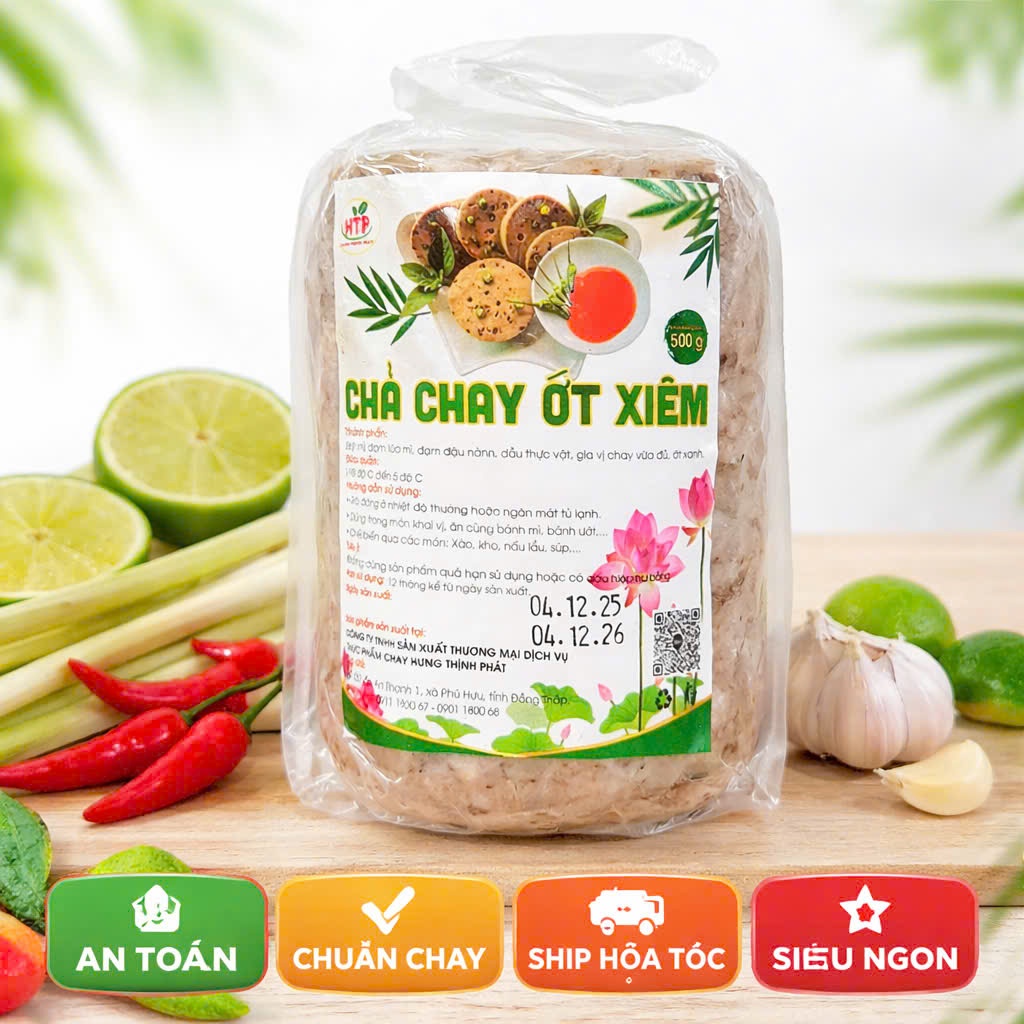 Chả Chay Ớt Xiêm 500g – Chả Chay Dai Ngon, Cay Nhẹ, Đạm Thực Vật, Dễ Chế Biến, Ăn Chay Tiện Lợi
