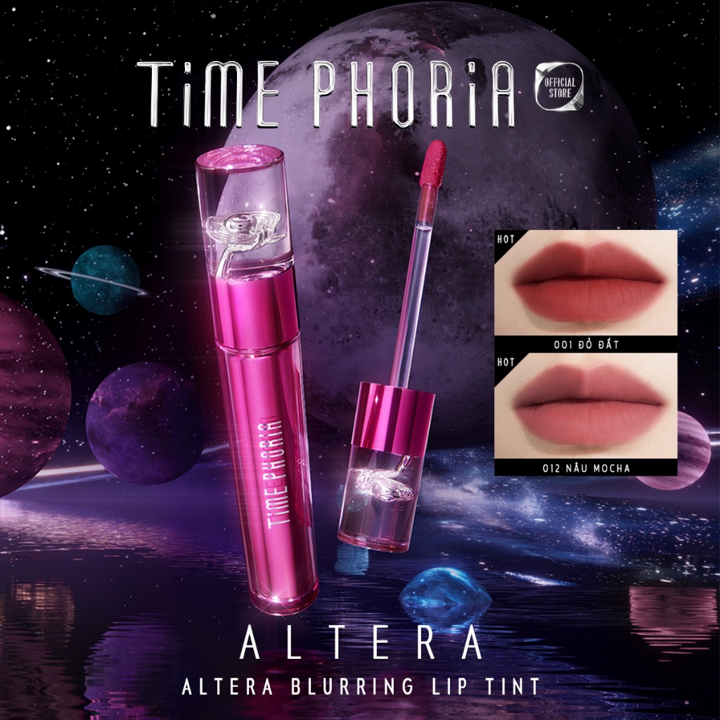 Son tint lì mịn môi Time Phoria chuẩn màu lâu trôi che phủ rãnh môi