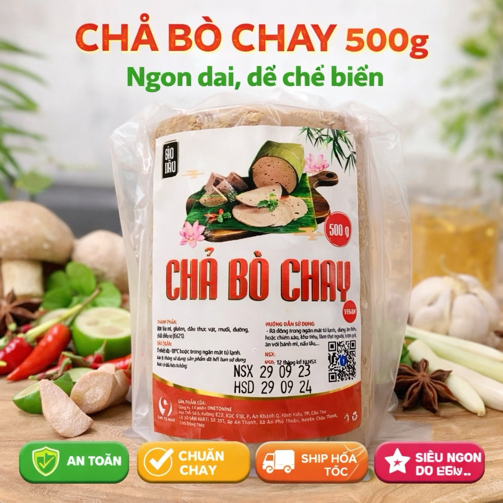 Chả bò chay 500g - Chả bò HTP đặc biệt thơm ngon