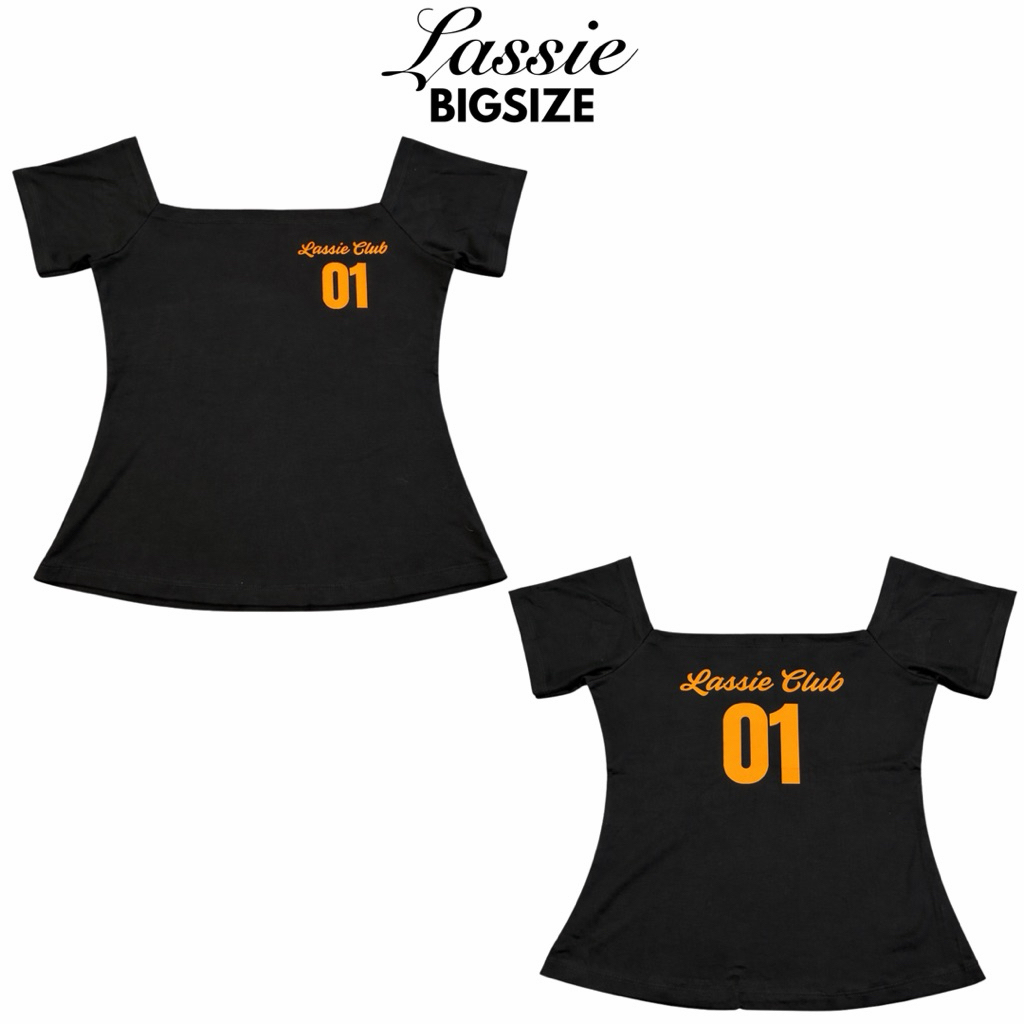 LASSIE BIGSIZE| Áo thun trễ vai in số - TINY 01