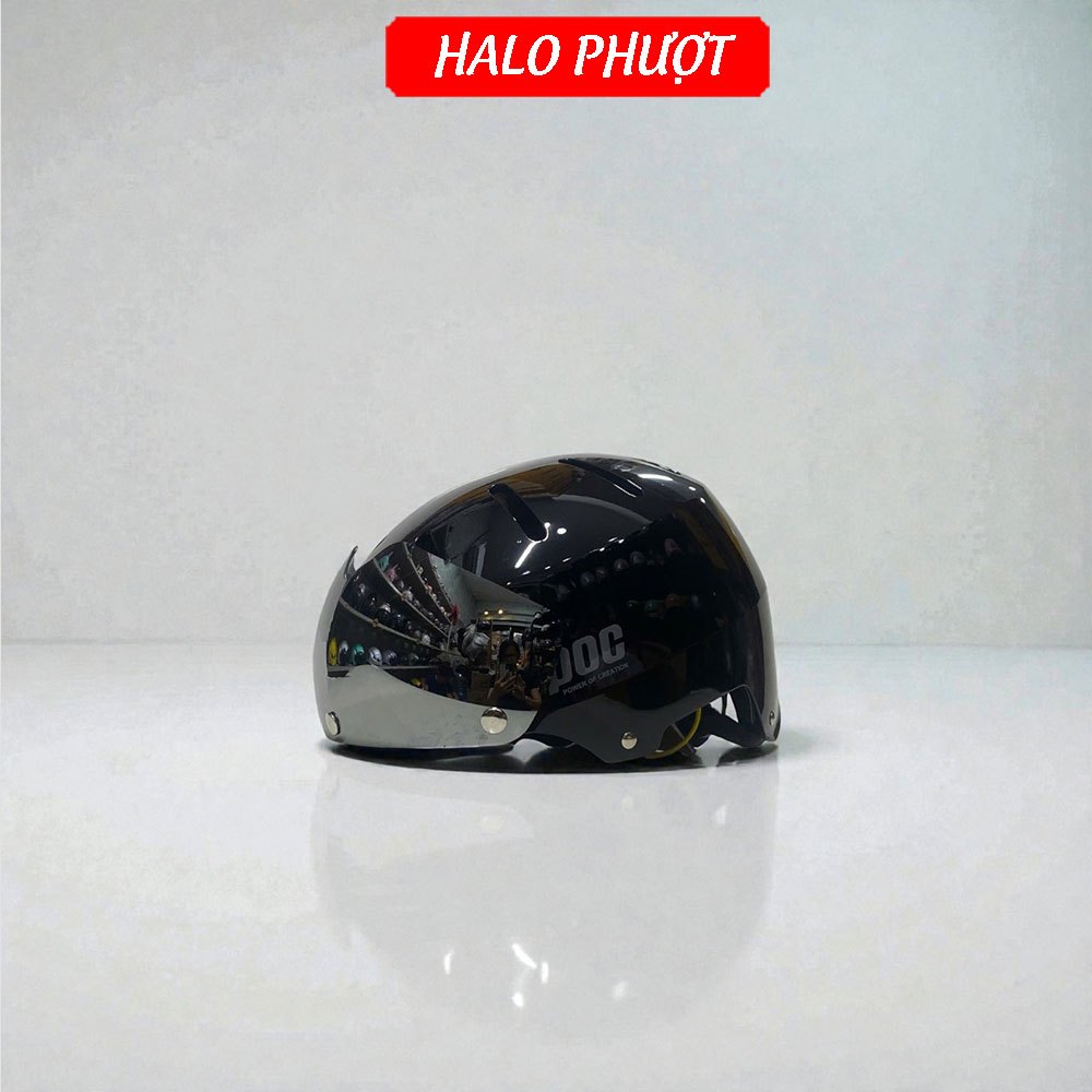 (Kính Nam Châm) Nón bảo hiểm POC P05 Độ Kính, Màu Đen Bóng, Chuẩn Xe Máy