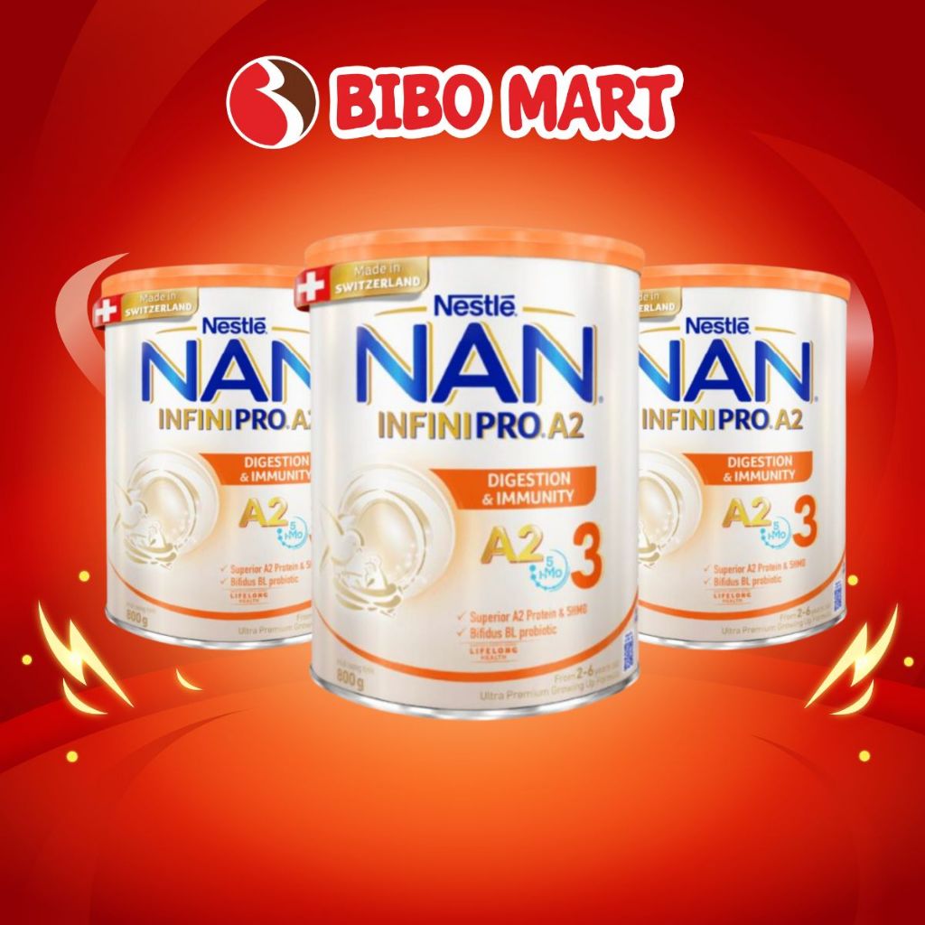 Sữa Nan A2 INFINIPRO Sữa Nestlé Giúp Hệ Tiêu Hóa Khỏe Mạnh Tăng Cường Đề Kháng Số 3 800g - Bibomart