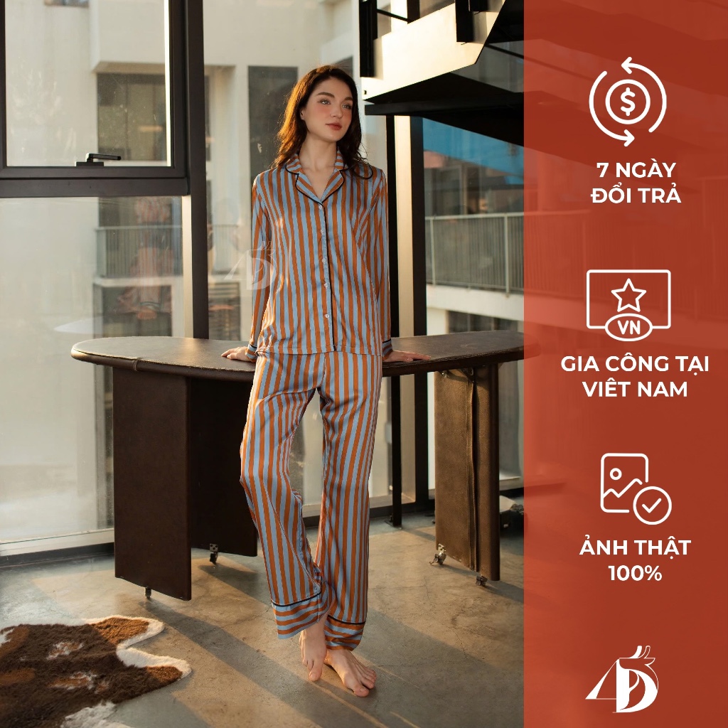 Pyjamas lụa in cao cấp dài 4DEARS