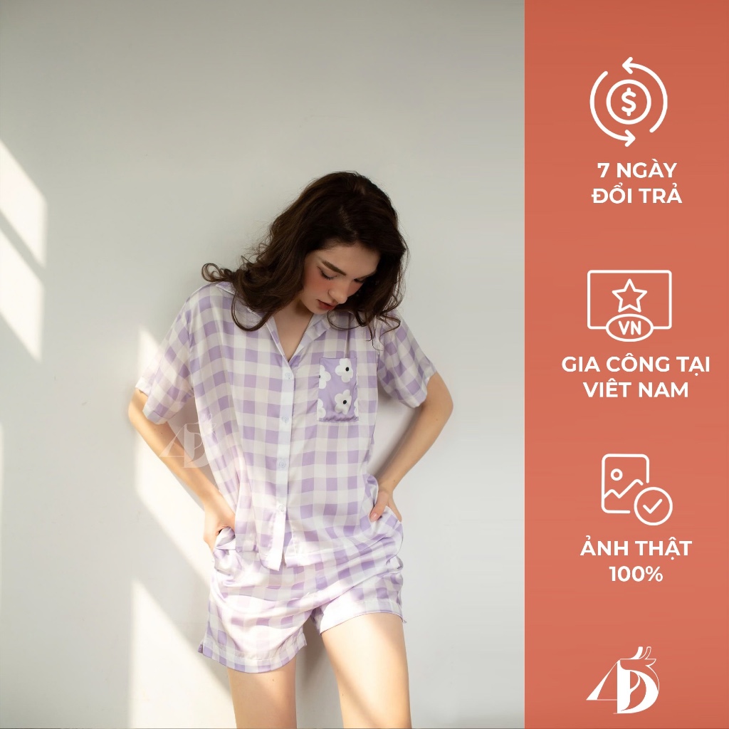 Pyjamas lụa in phối màu thiết kế cao cấp 4DEARS