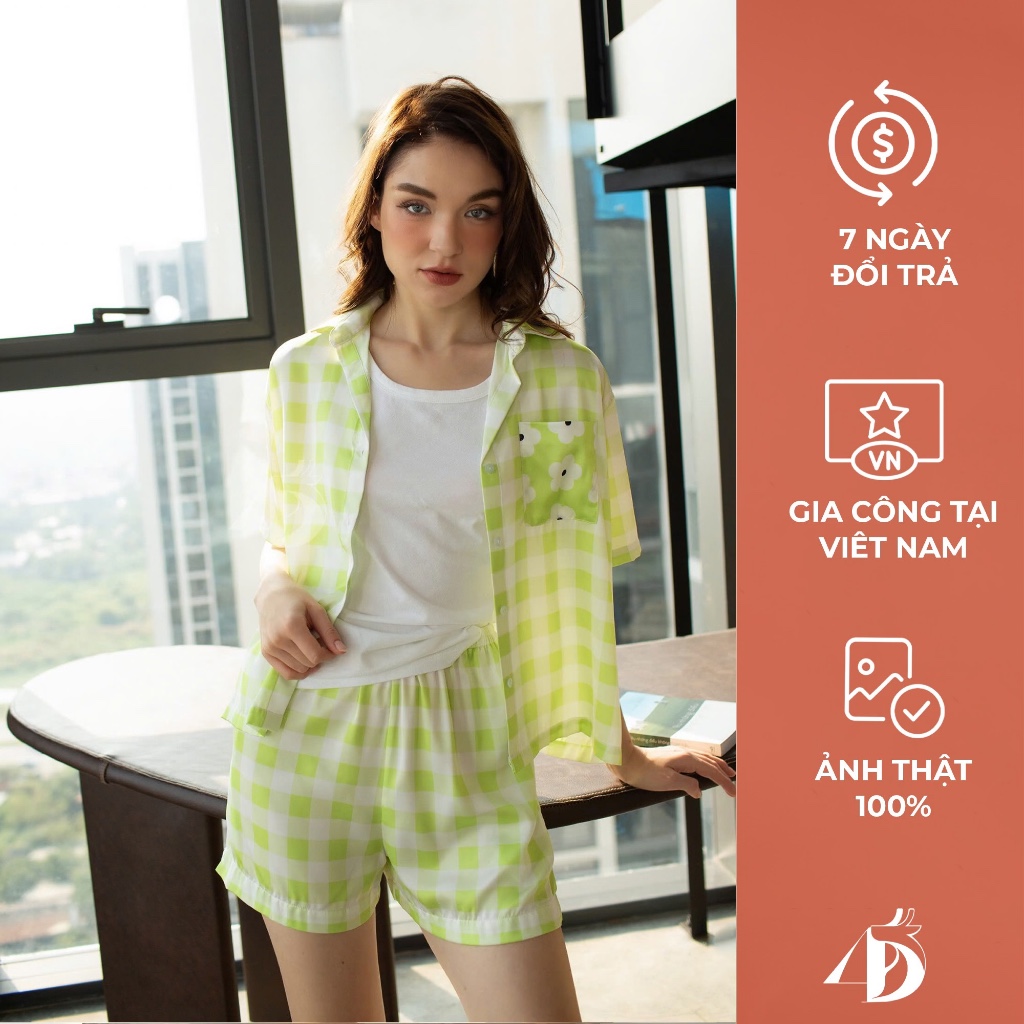 Pyjamas lụa in phối màu thiết kế cao cấp 4DEARS