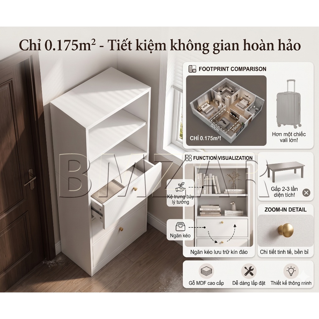BM Kệ sách đứng siêu hẹp 50cm, tủ để đồ đa năng tiết kiệm tối đa không gian cho phòng trọ nhỏ gọn | BigBuy360 - bigbuy360.vn