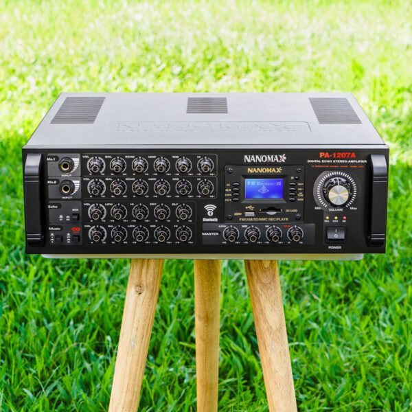 Amply karaoke gia đình Nanomax PA-1207A 16 sò có bluetooth, usb, SD.