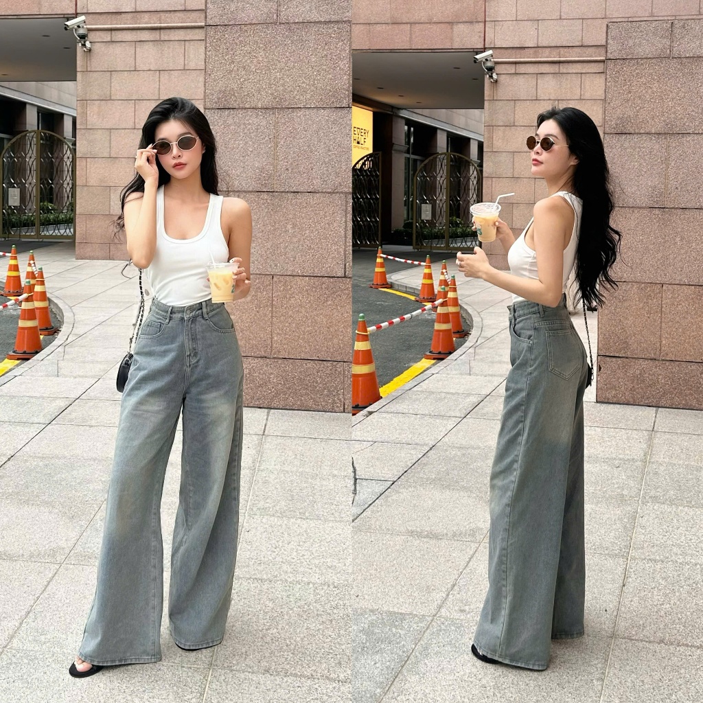 THE QUẠO - Quần Jeans Nữ  Lưng Cao Ống Rộng 27cm Basic Nhiều Màu S1506_686 | BigBuy360 - bigbuy360.vn