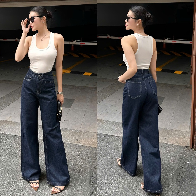THE QUẠO - Quần Jeans Nữ  Lưng Cao Ống Rộng 27cm Basic Nhiều Màu S1506_686 | BigBuy360 - bigbuy360.vn