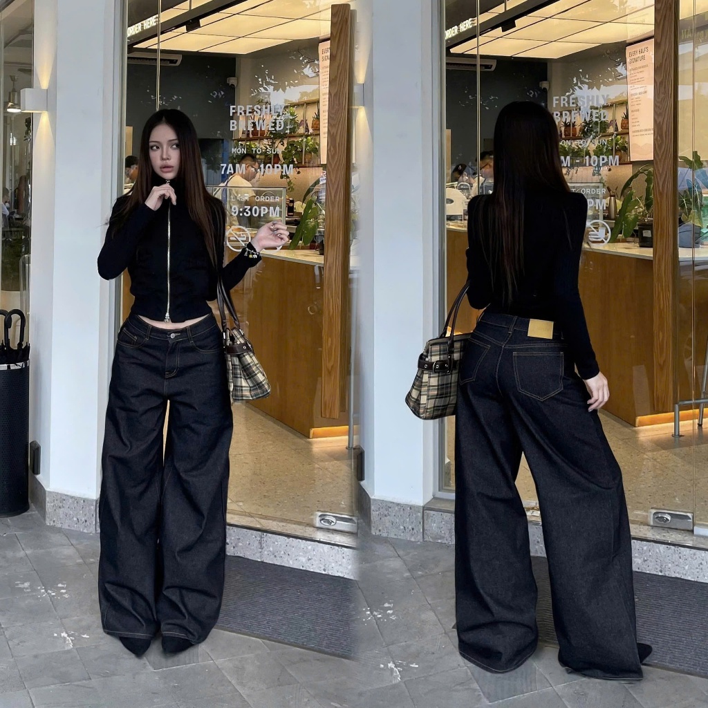THE QUẠO - Quần Jeans Nữ  Lưng Cao Ống Rộng 27cm Basic Nhiều Màu S1506_686 | BigBuy360 - bigbuy360.vn