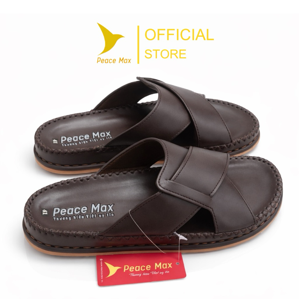 Dép Quai Ngang Nam Peace Max Da Bò Thật Êm Chân Đế Bền Dễ Mang