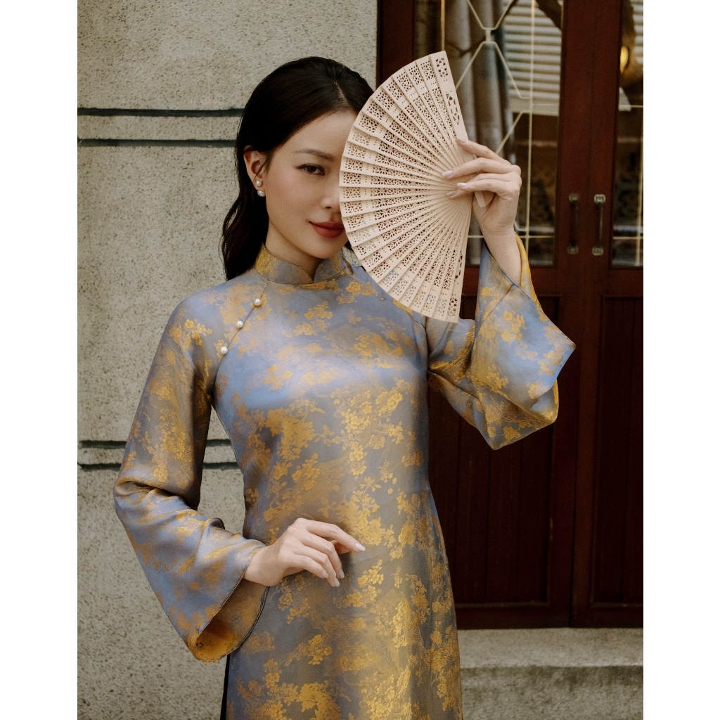 Áo Dài Gấm Lụa Phụng Tiên Cao Cấp Nora Sang Trọng Dáng Suông Tay Rộng Nora Couture