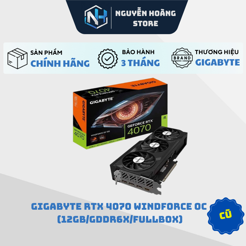 VGA card màn hình Gigabyte RTX 4070 Windforce 12GB cũ