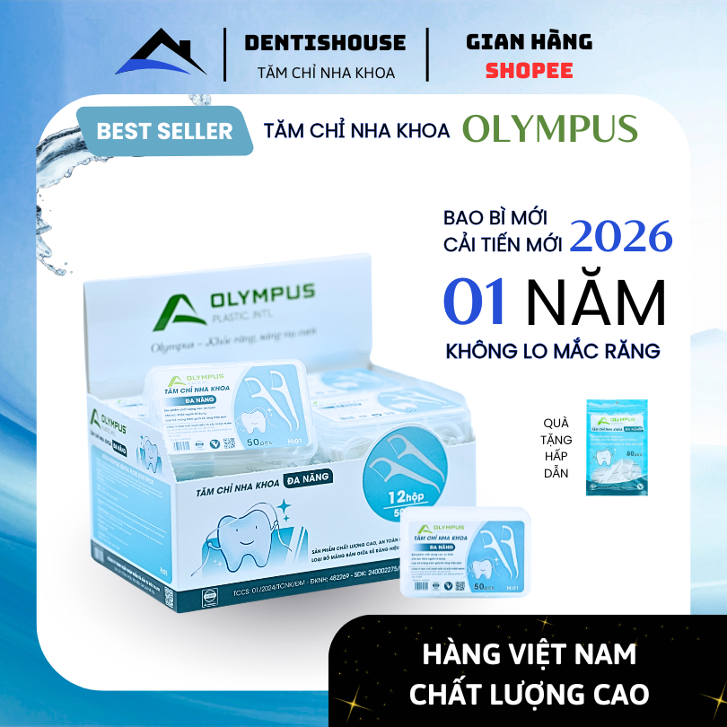 [ KHUYẾN MÃI ] Giá Tốt  COMBO 12 Hộp Tăm chỉ nha khoa OLYMPUS - Tăm chỉ nha khoa vệ sinh răng miệng 