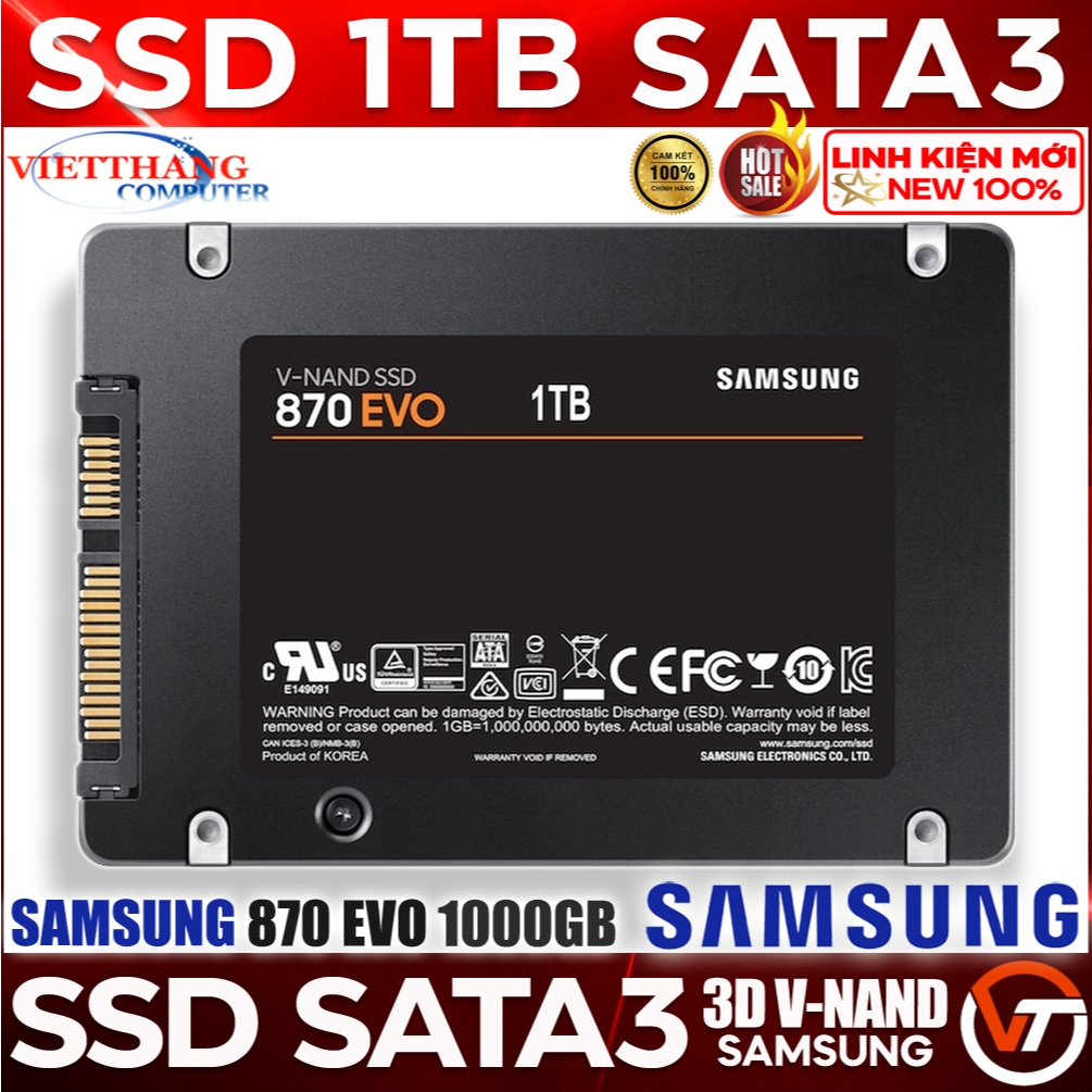 Ổ cứng SSD Samsung 870 Evo 1TB Sata3 Zin Chuẩn Xịn Samsung Siêu bền V-Nand 3D, Hàng tray Mới 100%