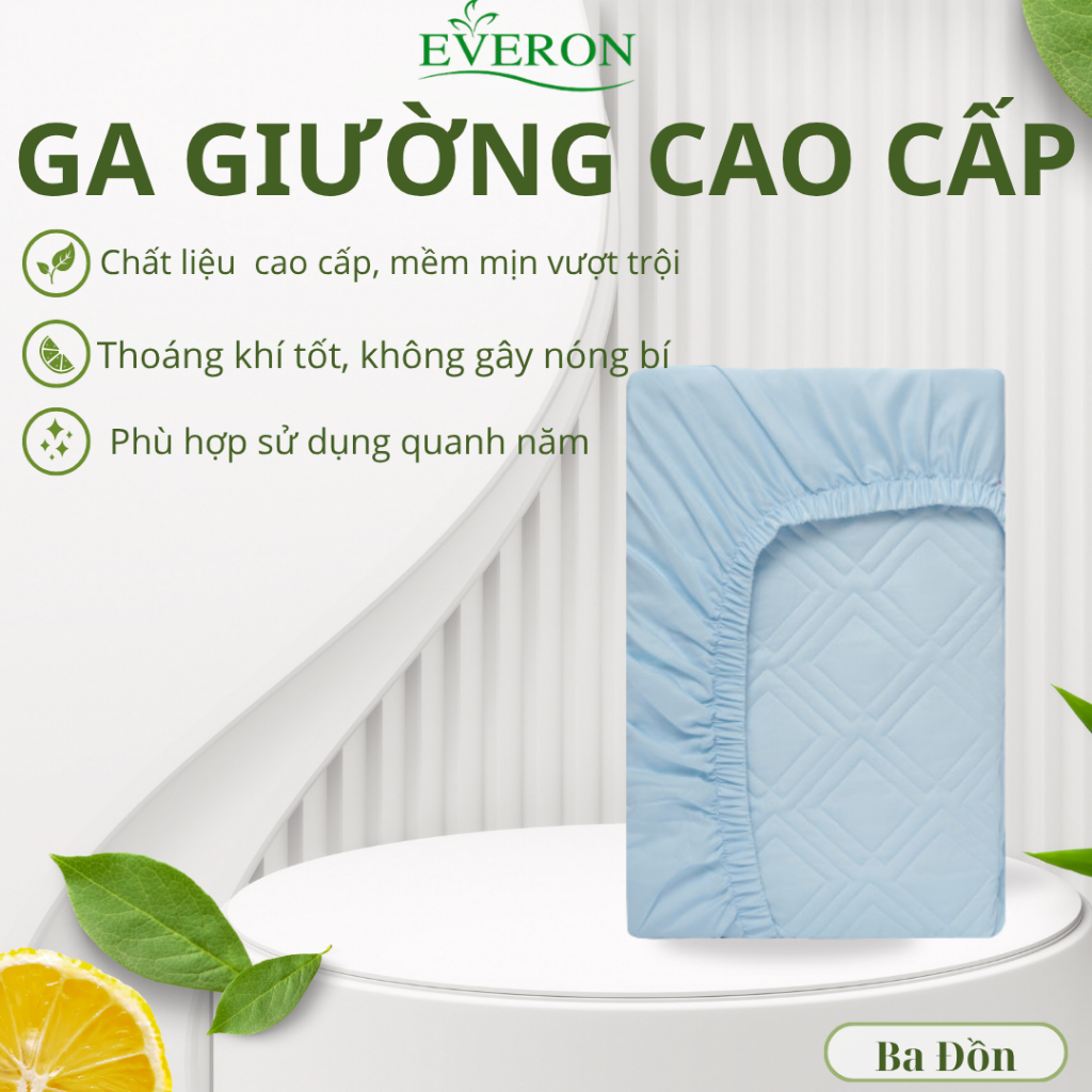 Ga Giường Everon EST25034 Ga Chun Chần/Ga Phủ 160x200,Mềm Mại,Thoáng Khí Nhiều Size,EveronChính Hãng