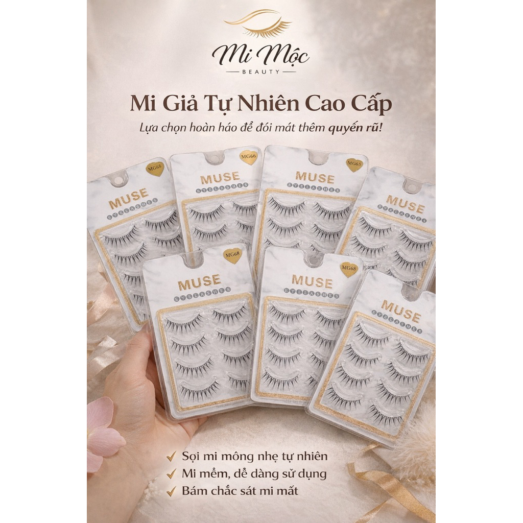 Mi Mộc Beauty – Mi giả MUSE MG43 MG63 MG64 MG65 MG68 MG 35 MG53 MG59 ✨ Tự nhiên, nhẹ, dễ gắn, bám ch