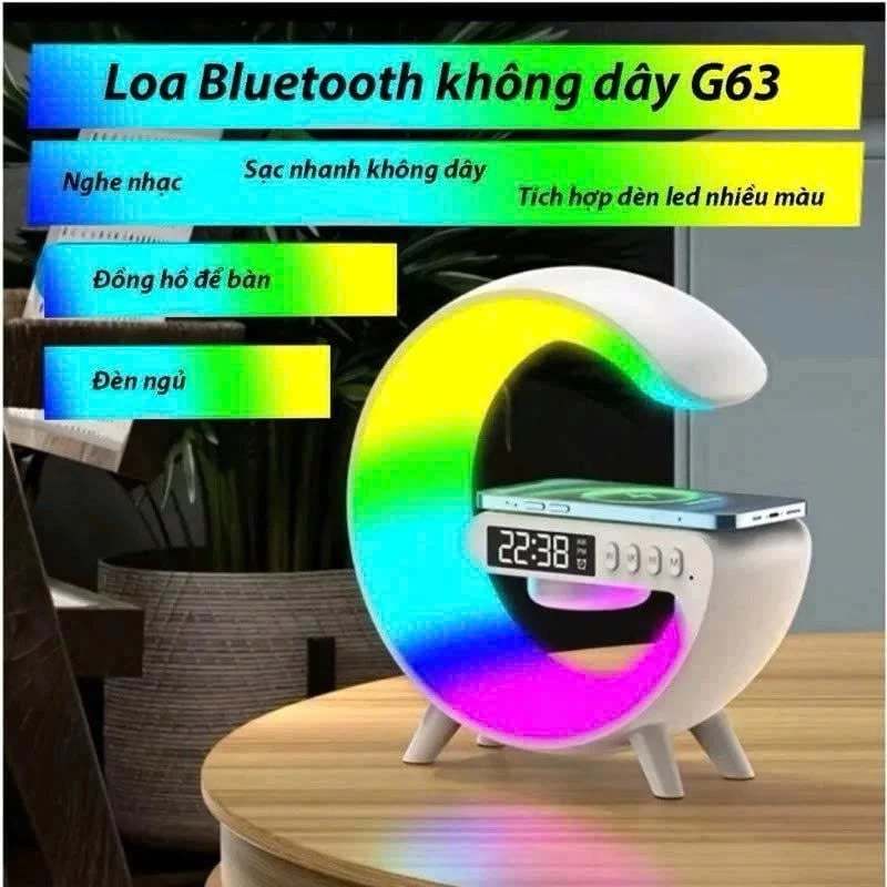 Loa Bluetooth G63 7in1- Loa Bluetooth Kiêm Sạc Không Dây, Đồng hồ, Đèn ngủ Mẫu Hot
