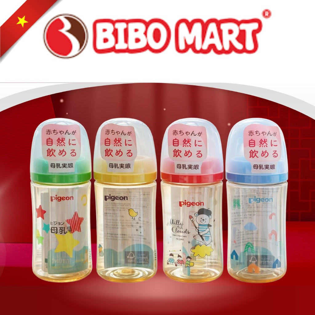 (Chính Hãng)Bình sữa Pigeon cổ rộng thế hệ 3 mẫu mới 2025 cam kết chính hãng