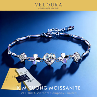Vòng Tay Nữ Kim Cương Moissanite 1 Carat - Trái Tim Cỏ 4 Lá Lấp Lánh Cao Cấp VELOURA | GRA VJVT020