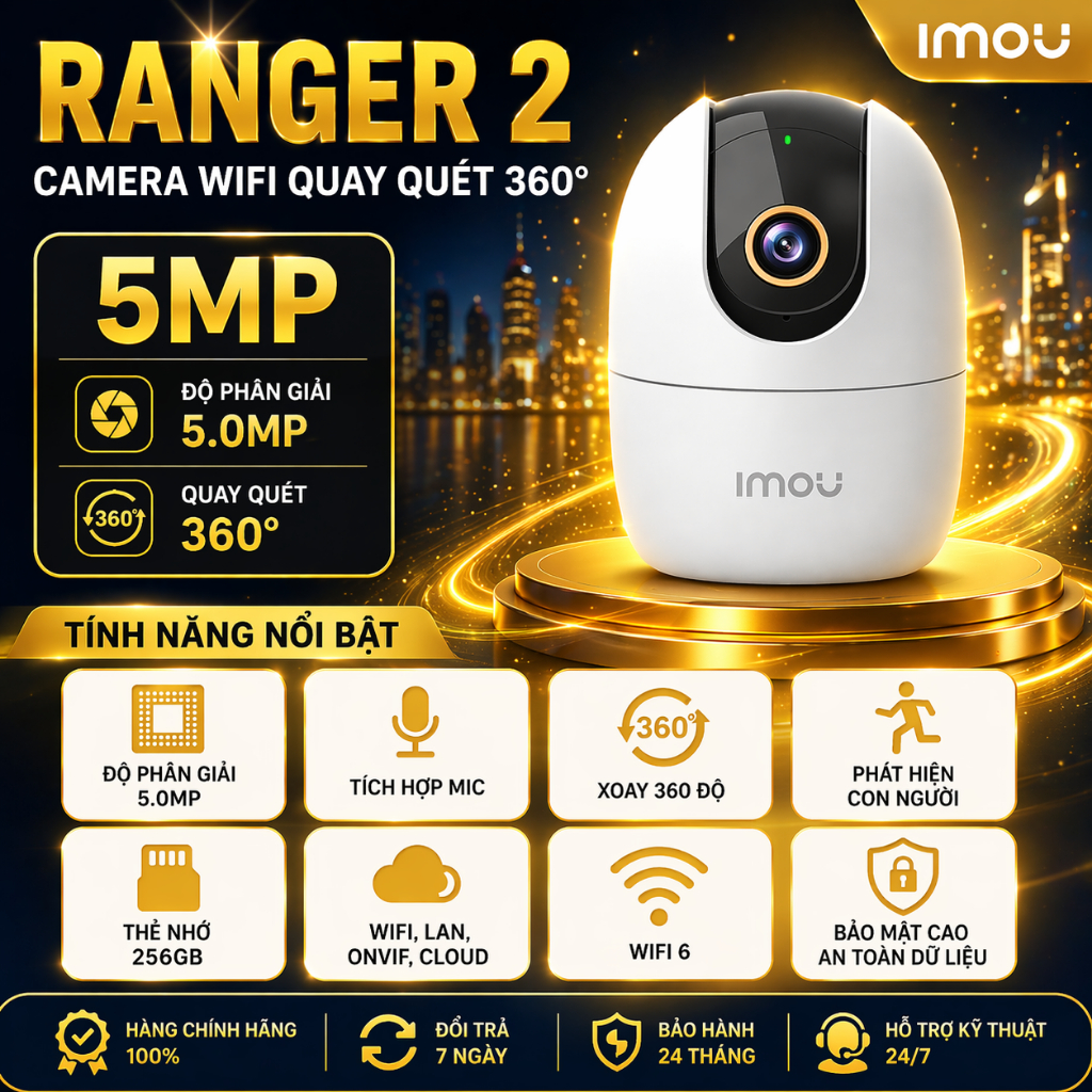 Camera Imou Ranger 2 A32 A52 3MP 5MP Camera Wifi Trong Nhà Xoay 360 Đàm Thoại 2 chiều, Phát Hiện Ngư