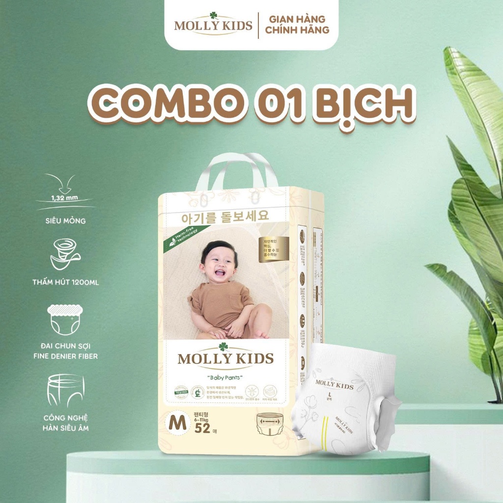 Tã Bỉm MOLLY KIDS Công Nghệ Hàn Quốc Thấm Hút Tốt, Chống Hăm, Chống Tràn Full…