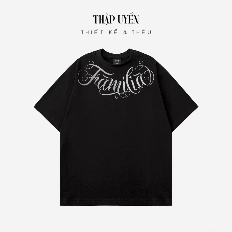 Áo thun thêu Familia hàng Local Brand oversize Nam Nữ 280gsm