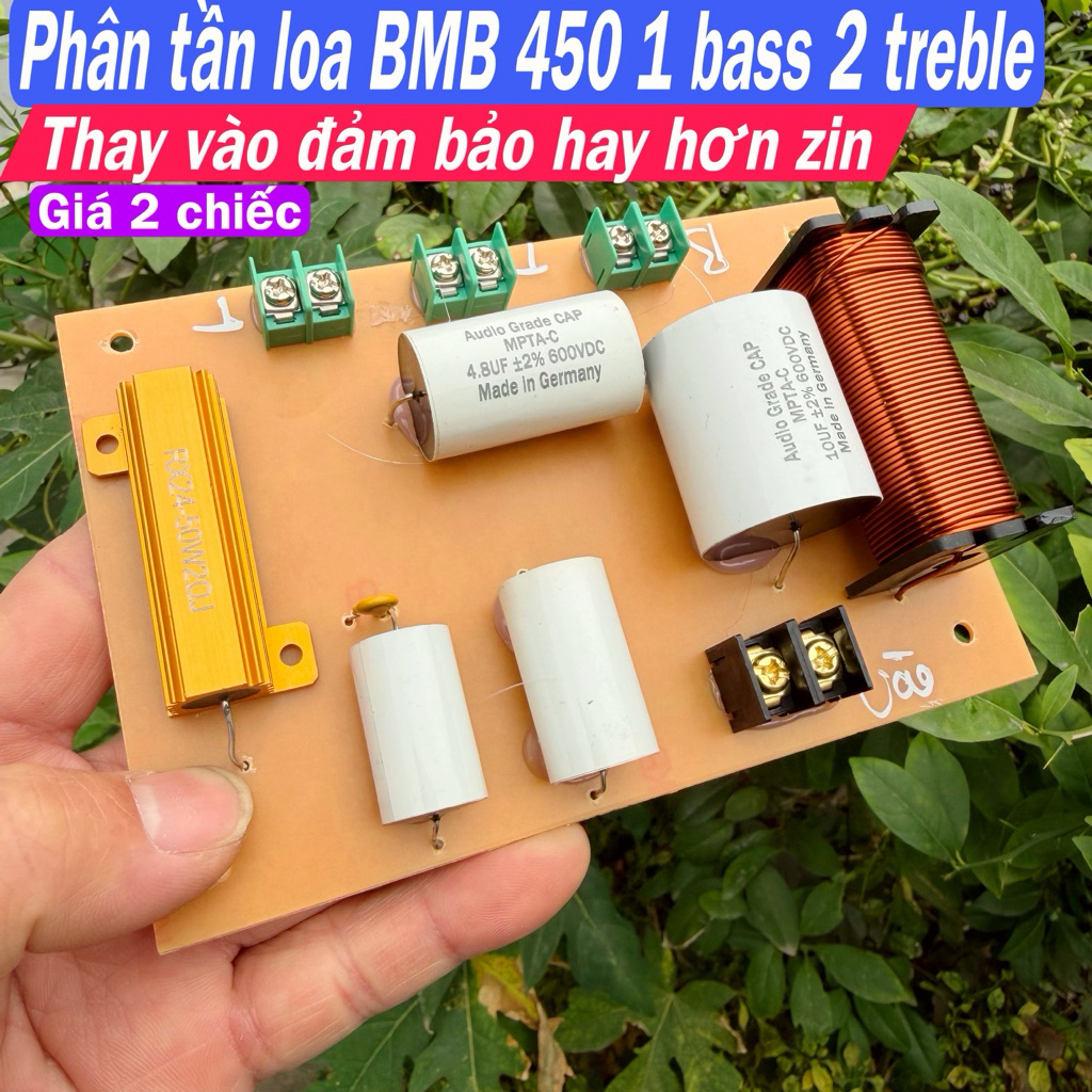 phân tần loa bmb 450, 1 bass 2 treble giấy, cấu hình tụ xịn chất cao